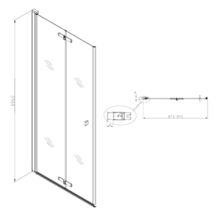 SK Porte de douche 90x196cm pliante anticalcaire avec profilé chrome brillant (SATSK90)