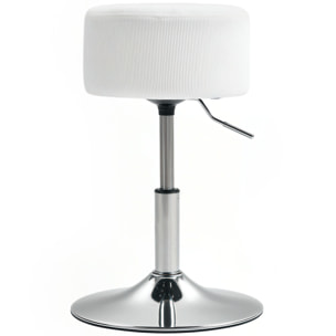 Taburete de Bar Taburete Alto de Cocina Regulable en Altura 52-66 cm Tapizado en Pana Giratorio en 360° para Comedor Tocador Mostrador Blanco
