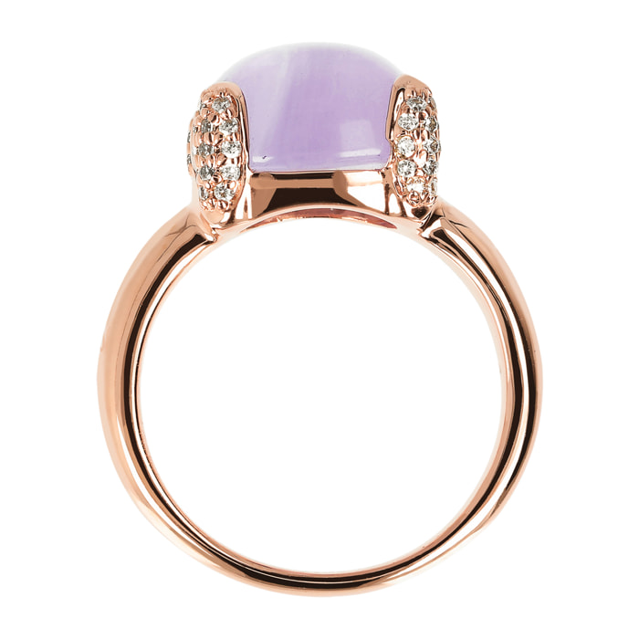 Anello Cocktail con Ametista Viola e Pavé di Cubic Zirconia