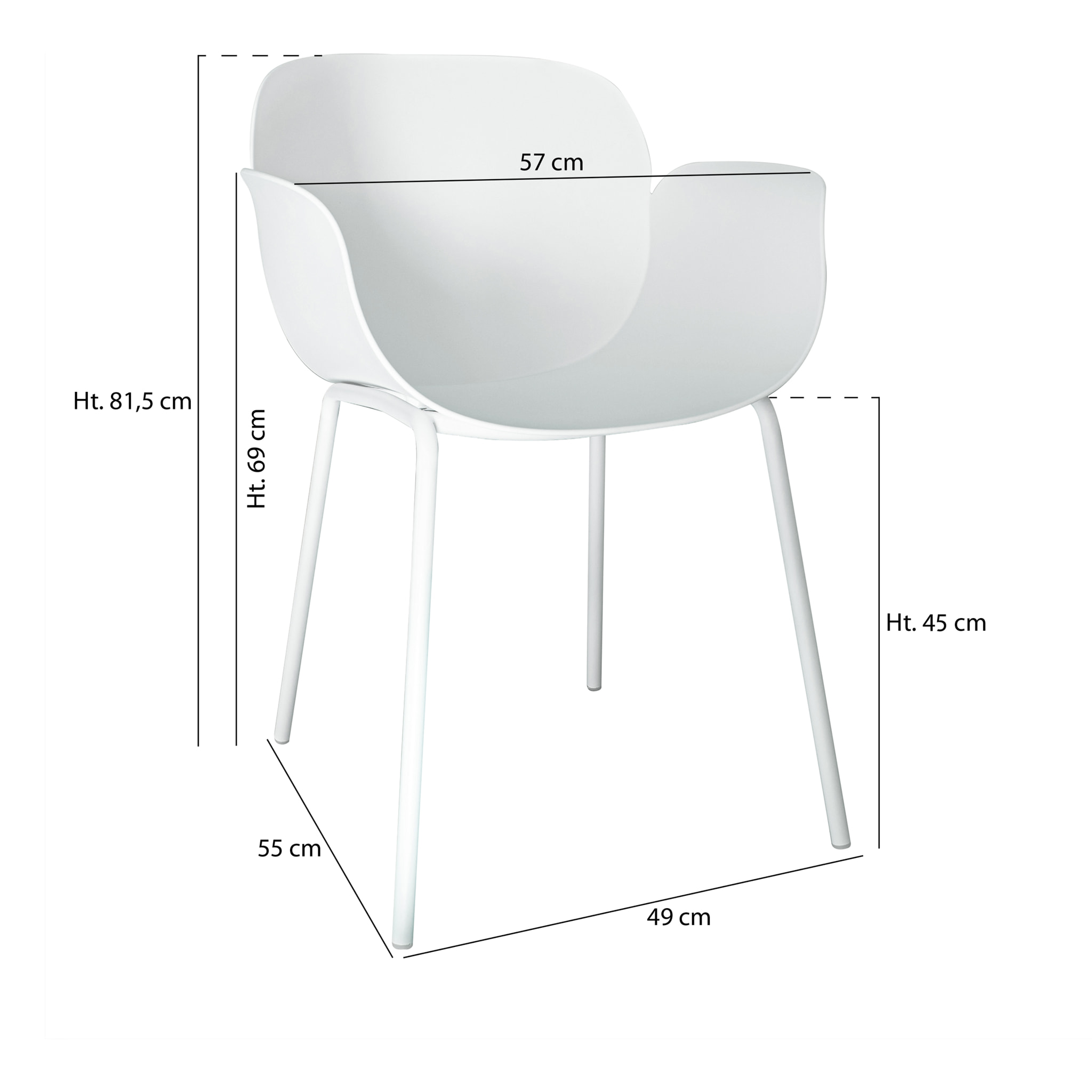 Lot de 4 fauteuils de table extérieur en polypropylène blanc CALISTA