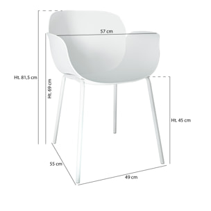 Lot de 4 fauteuils de table extérieur en polypropylène blanc CALISTA