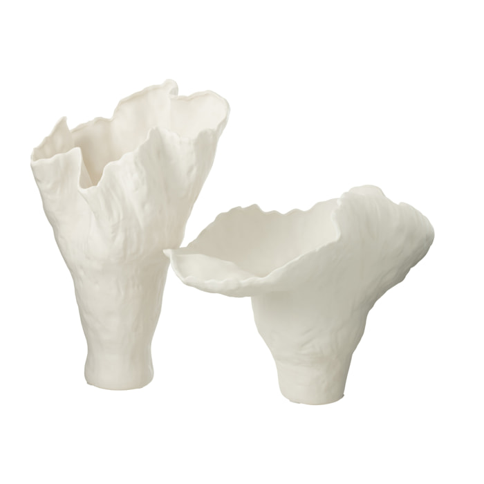 J-Line Vase Corolla Large Ceramique Blanc