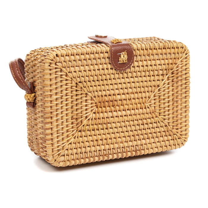 Borsa a tracolla Zaccanopoli in rattan.