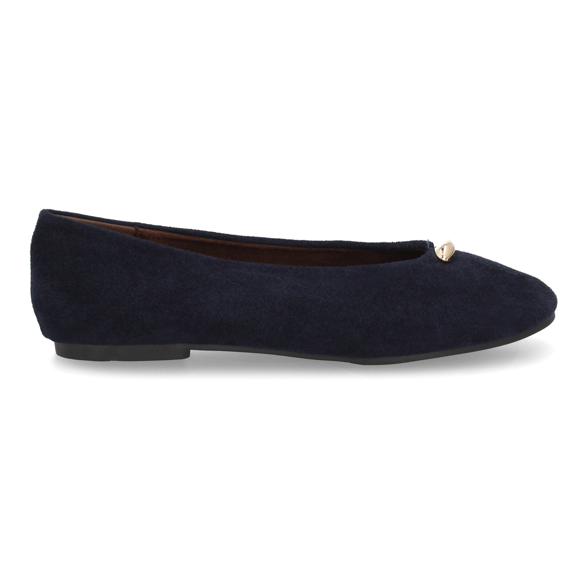 Bailarinas Mujer Efecto Ante con Adorno Dorado. Zapatos Planos Elegantes