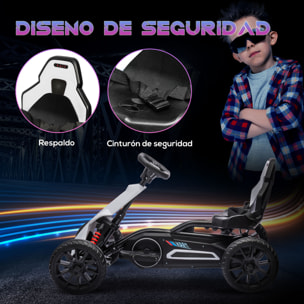 Go Kart Coche Eléctrico para Niños de 3 a 8 Años Kart con Batería 12V Velocidad Ajustable 3-5km/h y Cinturón de Seguridad Carga 30 kg para Exterior 100x58x58,5 cm Blanco