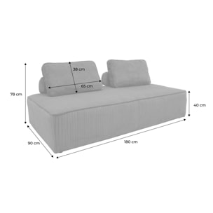 Chauffeuse 2 places pour canapé modulable velours côtelé vert
