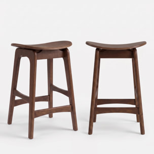 Lot de 2 tabourets pour îlot central 63 cm en bois foncé - Jude