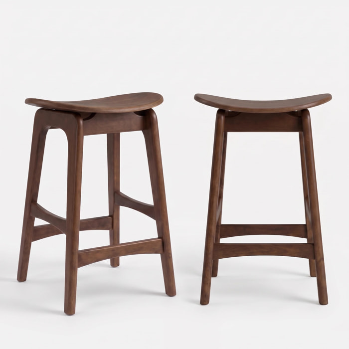 Lot de 2 tabourets pour îlot central 63 cm en bois foncé - Jude