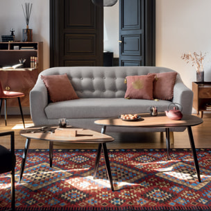 Lot de 2 tables à café gigognes "Mileo" noyer L40/60cm