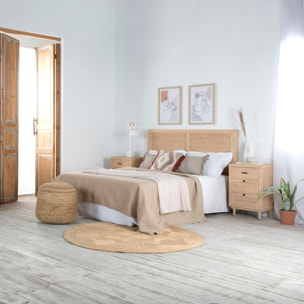 Table de chevet Venice -bois massif, panneau de mdf et placage naturel-couleur naturel 46 x 69 x 37 cm