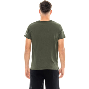 Camiseta de manga corta para hombre de tejido slub con pequeño logo.