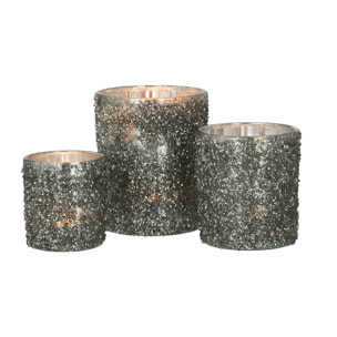 J-Line photophore Paillettes - verre - gris - large