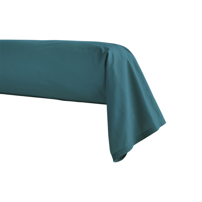 Taie de traversin unie en percale de coton, PREMIÈRE, Bleu Emeraude