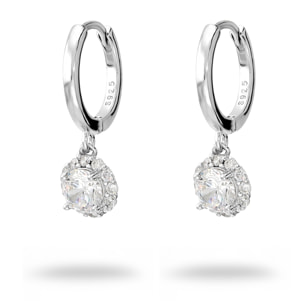 Orecchini a Cerchio in Argento 925 placcato Rodio con Punto Luce in Cubic Zirconia
