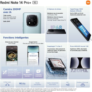Smartphone XIAOMI Redmi Note 14 Pro+ Noir 256Go 5G