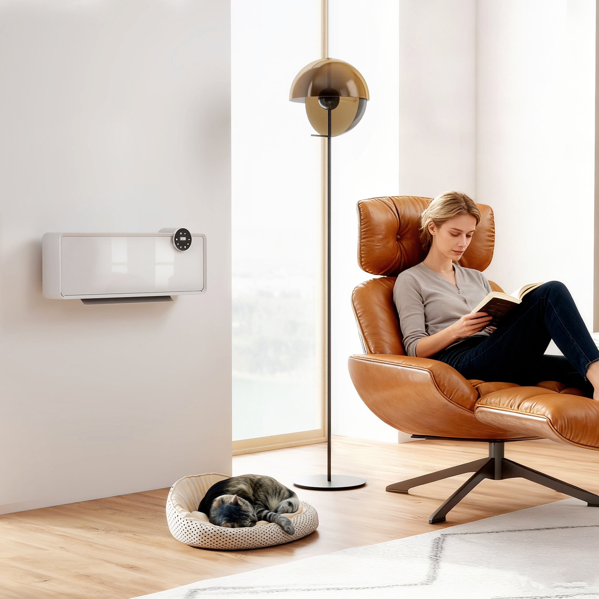 Chauffage soufflant mural 2000W chauffage céramique PTC radiateur réglable timer oscillant télécommande blanc