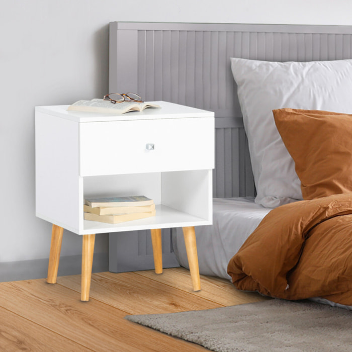 Tables de chevets Emmie 1 tiroir - lot de 2 - Bois - Blanc