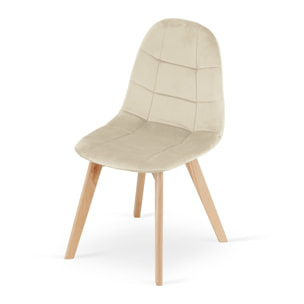 Sedia da pranzo Bora in velluto beige con gambe in faggio