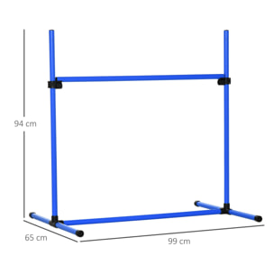 Set de Entrenamiento de Agilidad para Perros Mascotas 4 Piezas Obstáculos Vallas de Salto con Altura Ajustable y Bolsa de Transporte para Exteriores 99x65x94 cm Azul