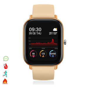 Smartwatch AK-P8 con monitorización de ritmo cardiaco, presión sanguínea, oxígeno en sangre, modo multideportivo y notificaciones.