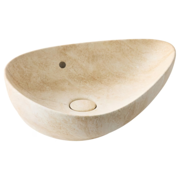 Vasque à poser asymétrique Nouvelle Vague effet marbre travertin sable