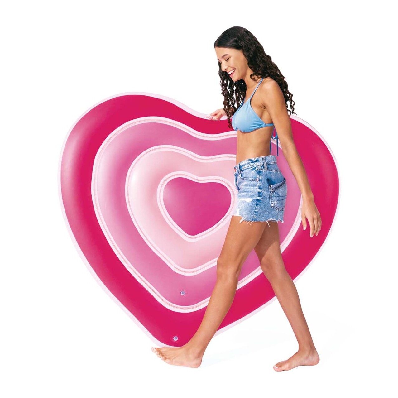 Intex Materassino Mare Gonfiabile Cuore, PVC, Rosa, 155x135x25 cm