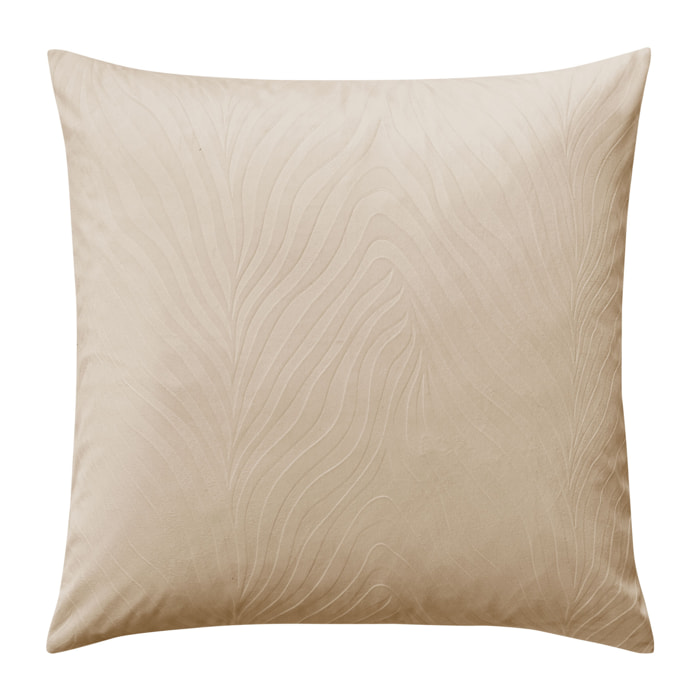 Parure de lit 3 pièces en velours gaufré à motif ondulé housse + taies - Blanc