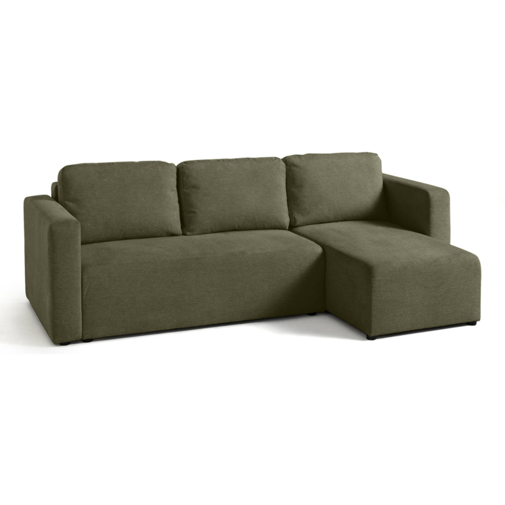Canopy - canapé d'angle réversible - 4 places - convertible avec coffre - en tissu texturé - Vert