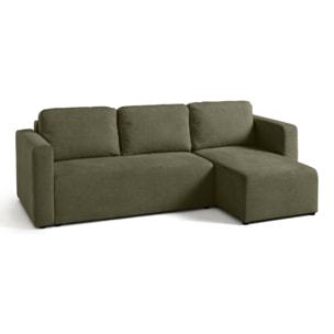 Canopy - canapé d'angle réversible - 4 places - convertible avec coffre - en tissu texturé - Vert