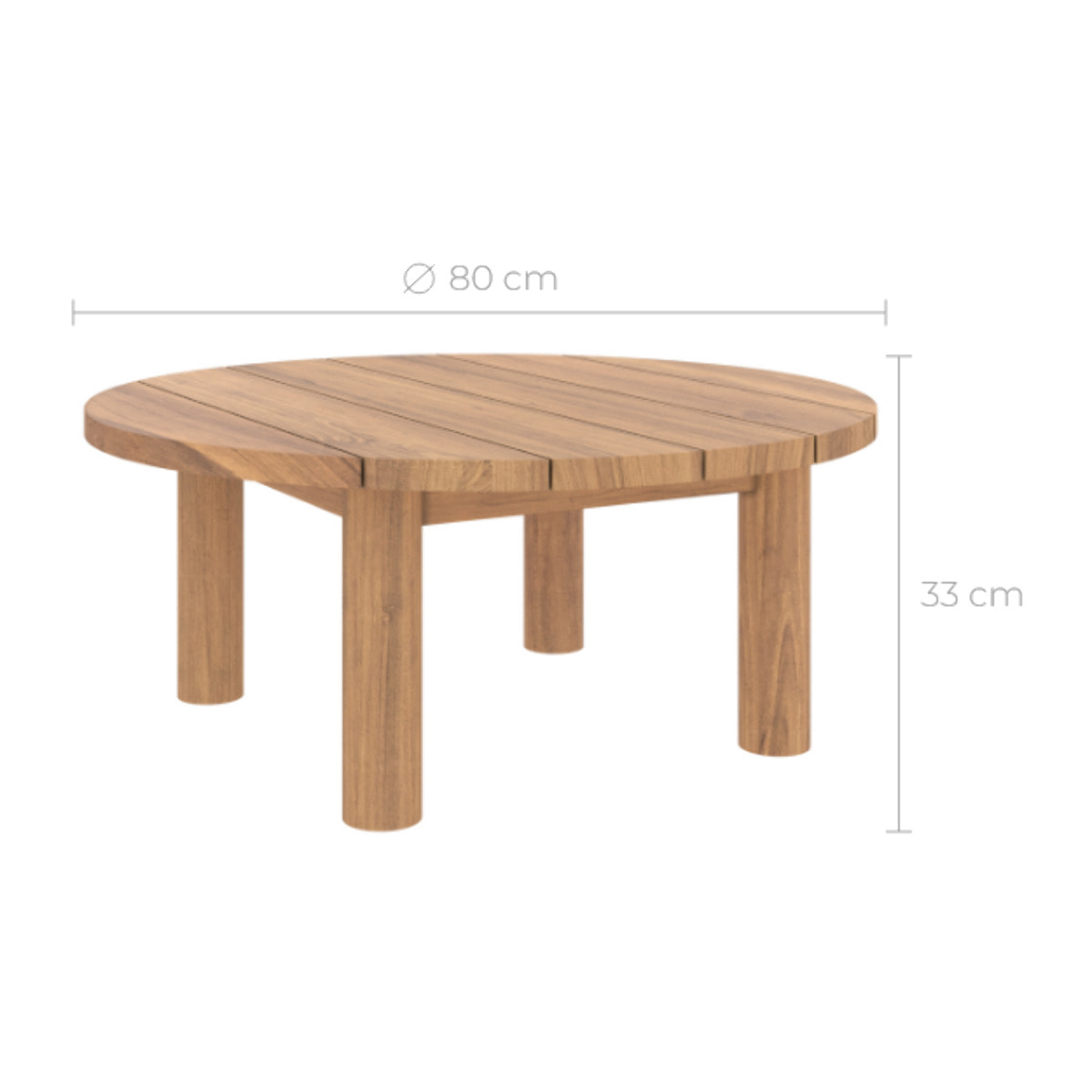 Table basse ronde de jardin en bois de teck massif D80 cm - Aurland