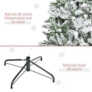 Árbol de Navidad Artificial 150 cm con Nieve Ignífugo con 358 Ramas Apertura Automática Base Plegable y Soporte Metálico Decoración Navideña para Interiores Verde