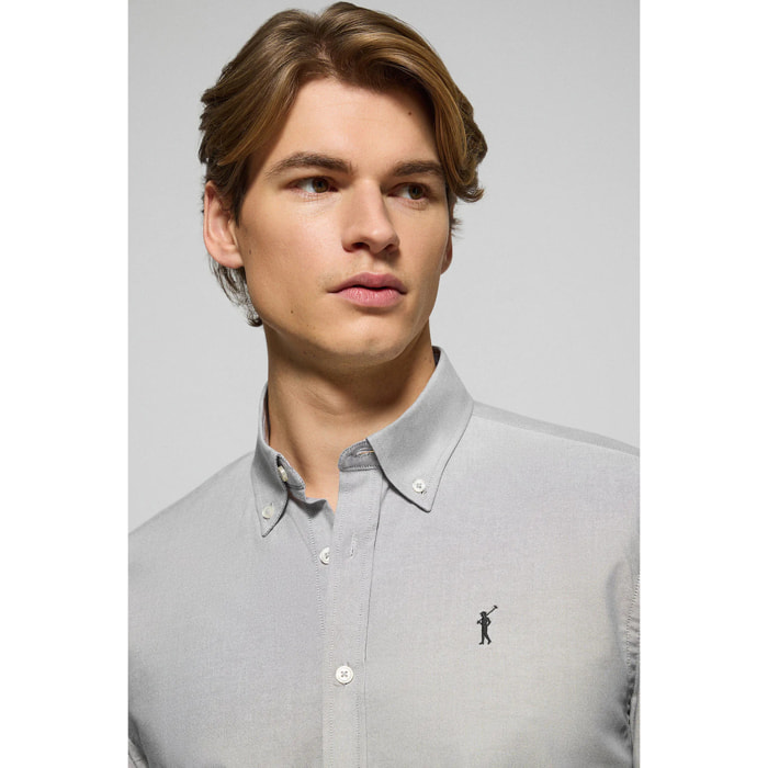 Camisa oxford verde grisáceo con logo bordado Rigby Go