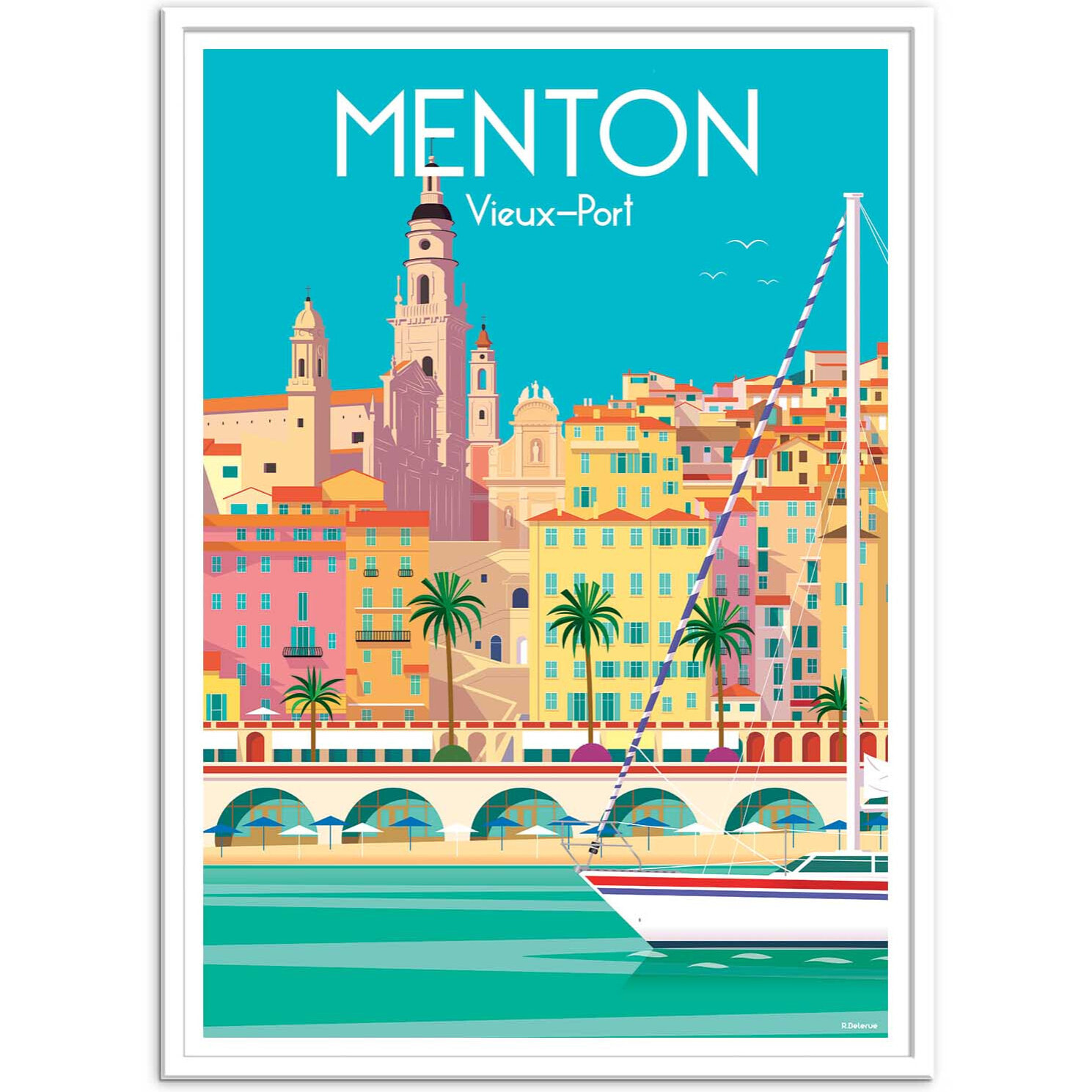Affiche - Menton Vieux-Port - Raphael Delerue