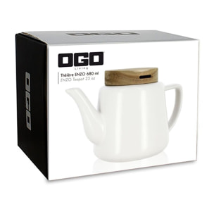 Théière en porcelaine avec couvercle en bois 680ml ENZO