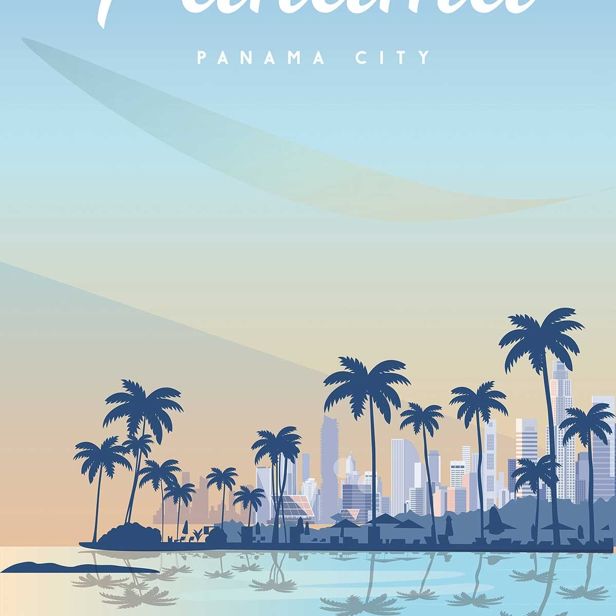 Affiche voyage Panama city Affiche sous cadre noir