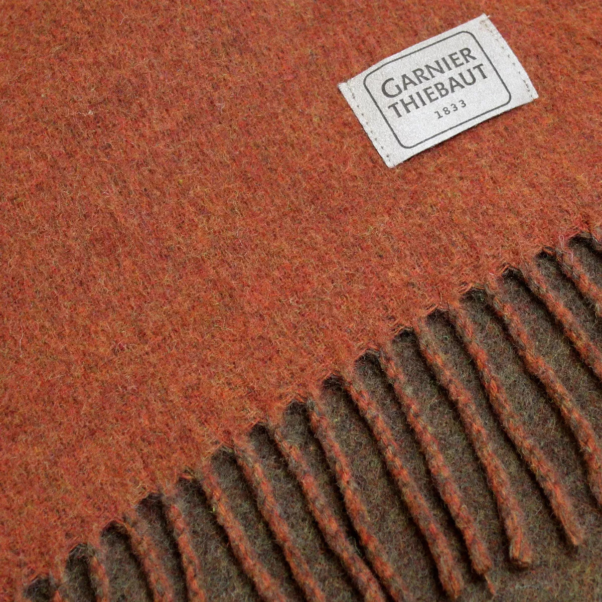 Plaid laine & autres fibres uni rouge marron Duetto rouille