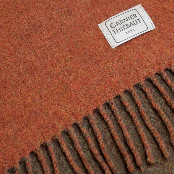 Plaid laine & autres fibres uni rouge marron Duetto rouille