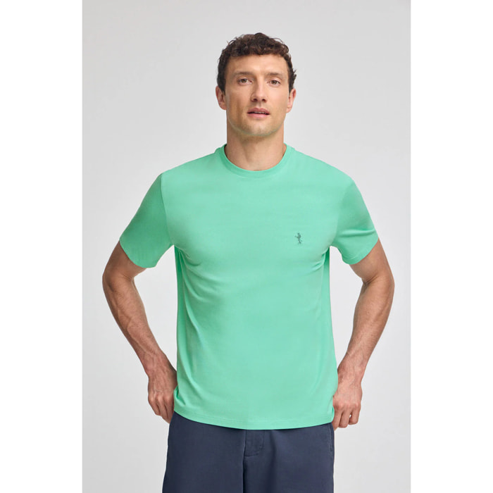 Camiseta aguamarina básica de cuello redondo y bordado Rigby Best