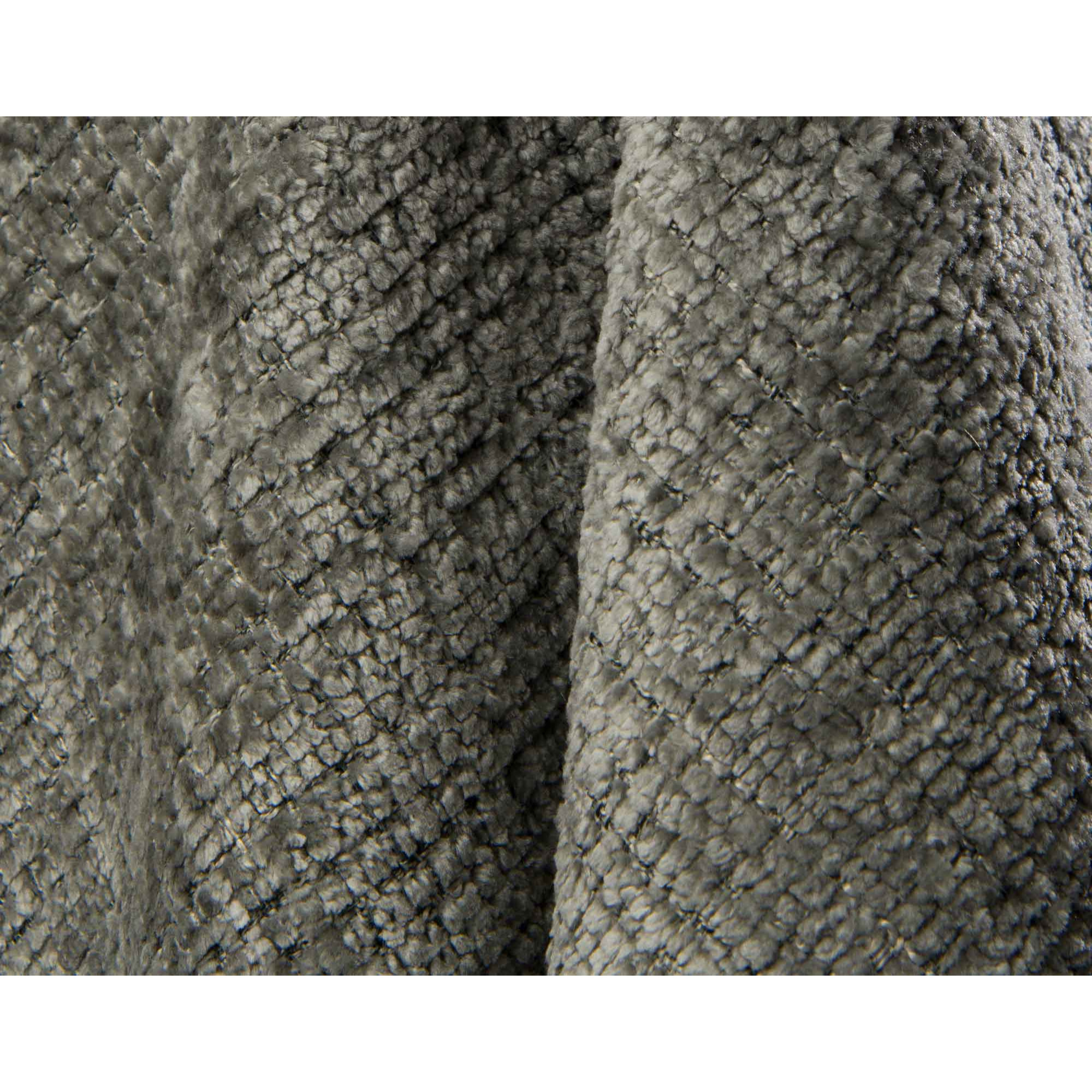 Miro - Canapé d'angle gauche 4 places convertible avec coffre en velours texturé - Gris