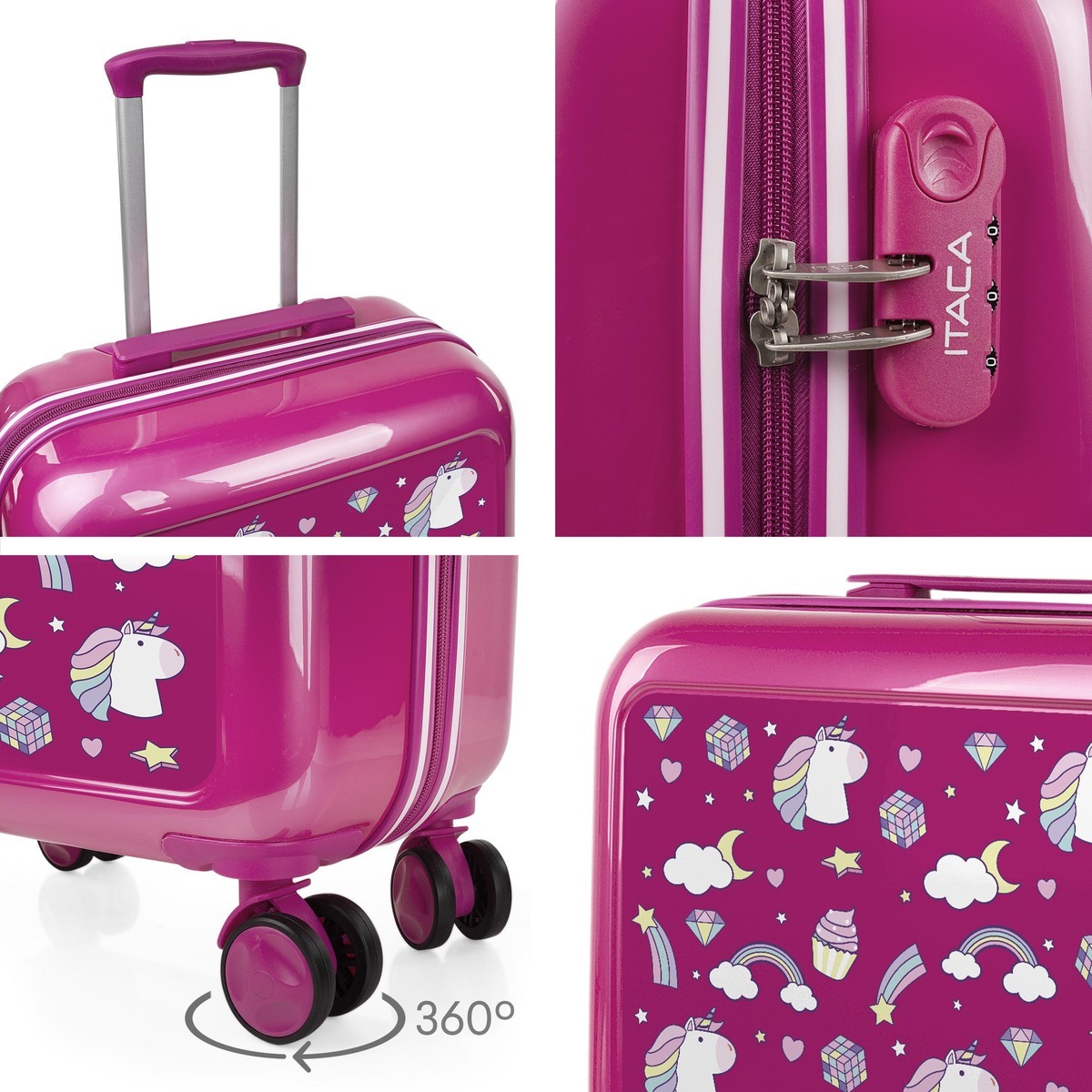 Juego De Maletas Pc Itaca Base Fucsia Fucsia Unicornios