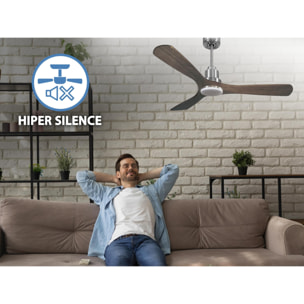 Ventilateur de plafond Réversible  Thermostat Dimmable Wifi Moteur à courant continu Toits en pente Télécommande Lumière à trois tons Hypersilence Mémoire