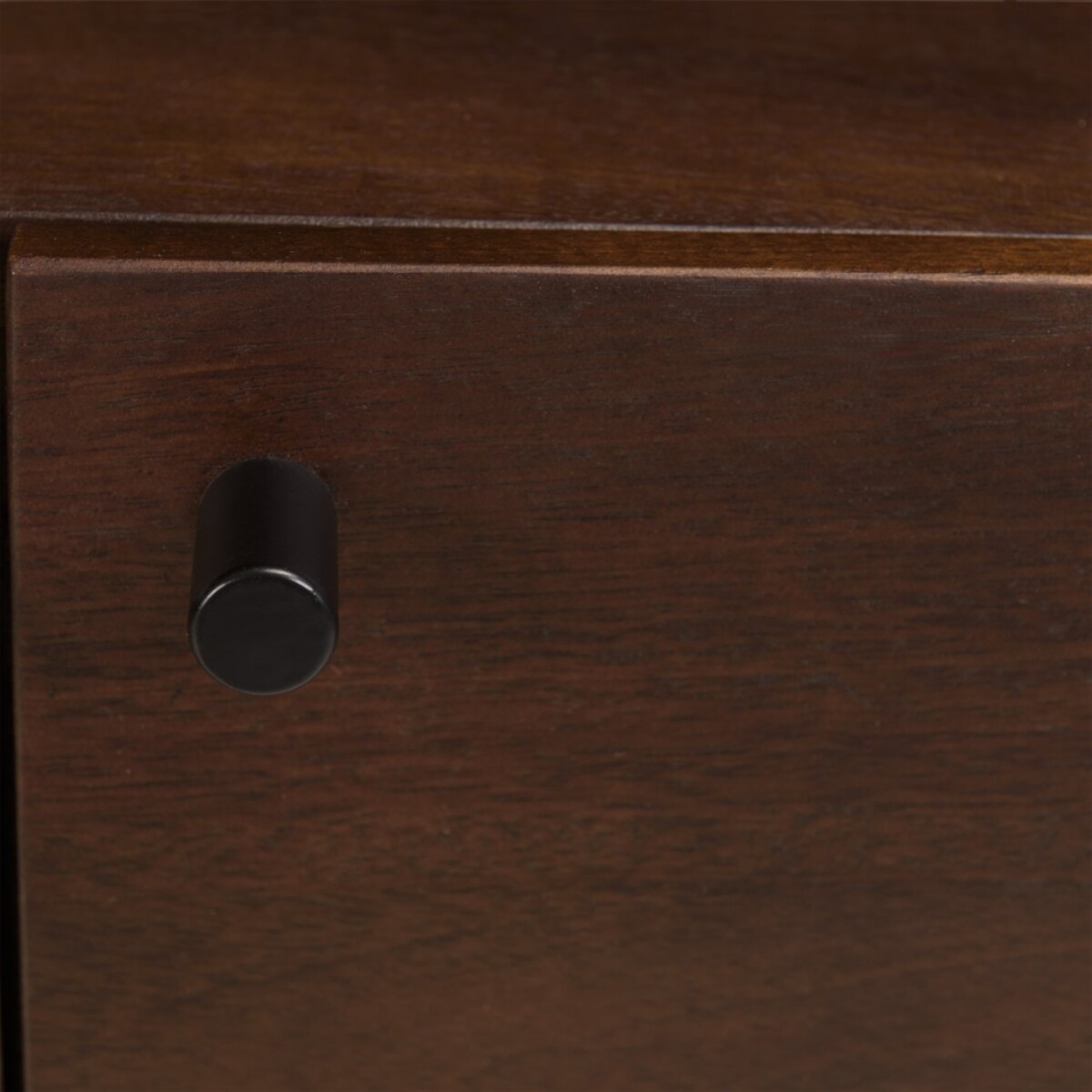 ALIX - Enfilade haute design bois foncé et métal noir 2 portes ALIX