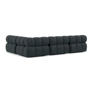 Ruby - canapé modulable d'angle droit 5 places en velours texturé - Noir