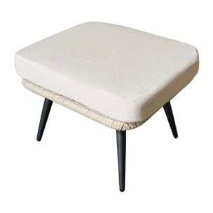 Ensemble d'extérieur : fauteuil suspendu effet rotin et repose-pieds avec coussin beige JIMMY