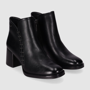 Botines de Piel Sintética - Negro - Tacón: 6 cm