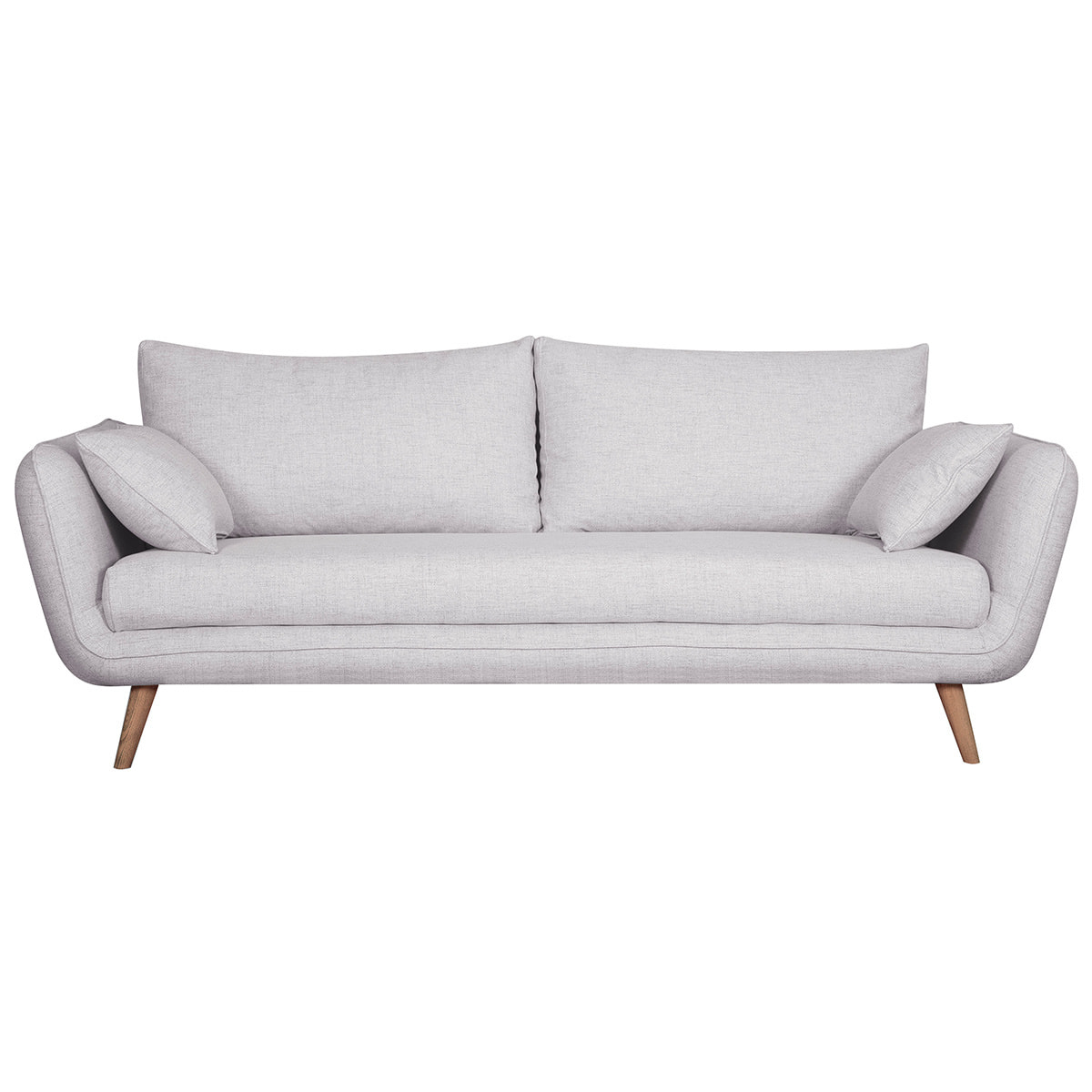 Canapé scandinave 3 places en tissu gris clair chiné et bois clair CREEP