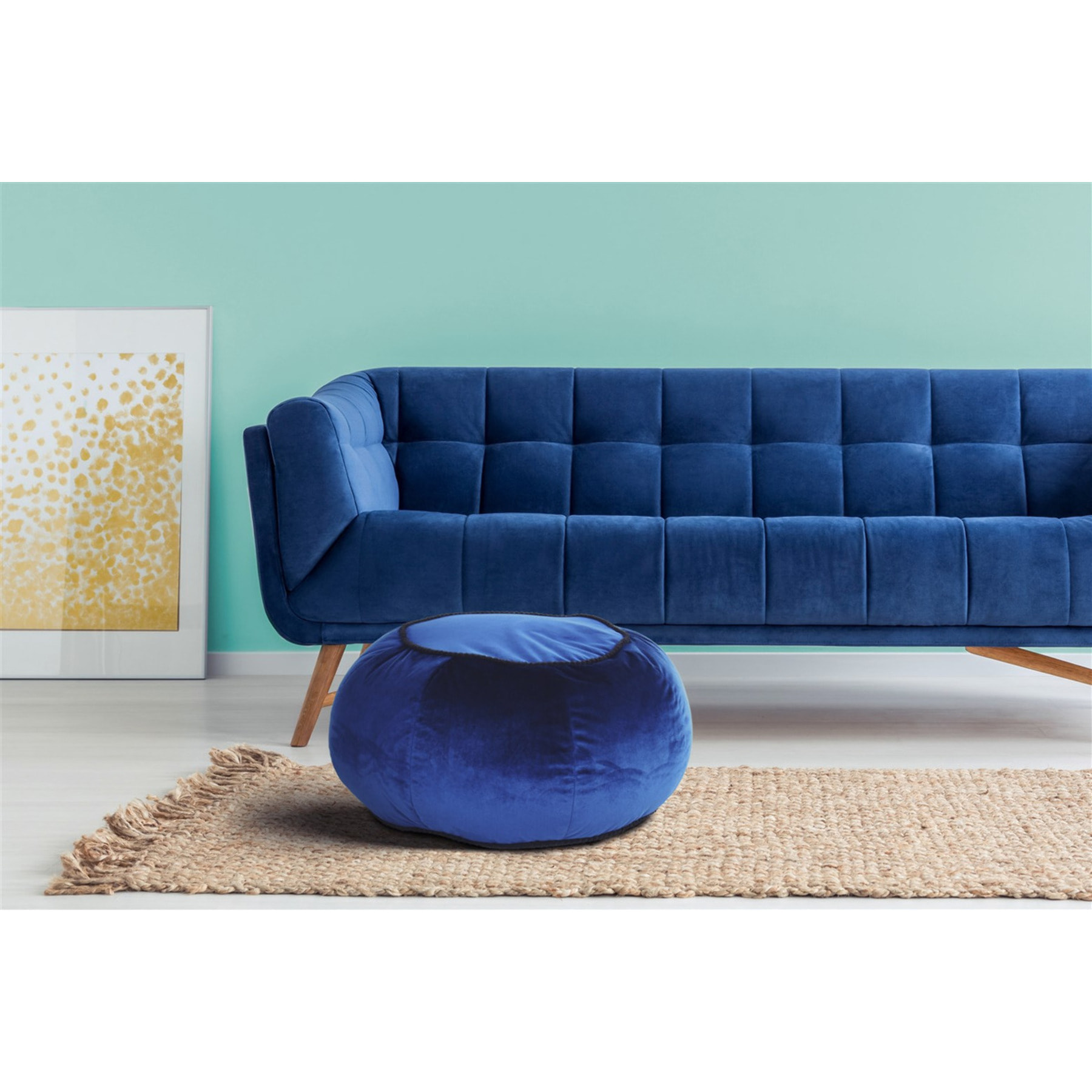 Pouf Taj Mahal in velluto blu