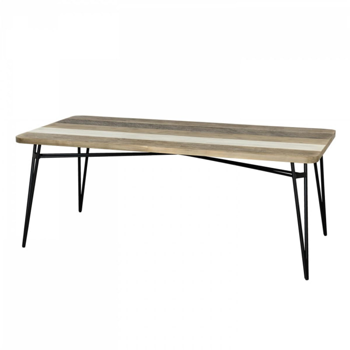 AMBROISE - Table à manger 200x100cm bois acacia pieds métal
