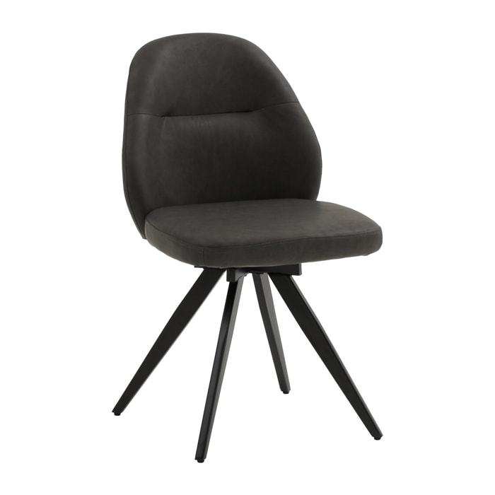 Set di 2 sedie girevoli ZENNENDAL in similpelle antracite e gambe in metallo nero