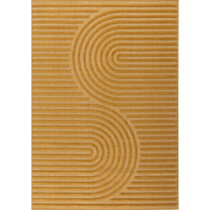 SANTORINI - Tapis d'intérieur/extérieur à motifs en relief géométrique - Jaune